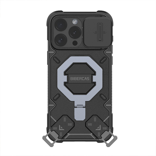 Outdoor Sports Rugged Explorer Case for IPhones 15 Pro Max Heavy Duty Shockproof TPU+PC Magnetic Ring Holder Slide Camera Cover