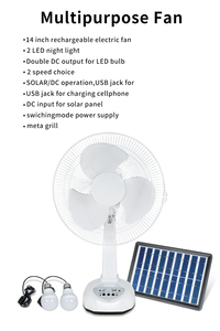 Ventilateur avec batterie 12 pouces ventilateur solaire rechargeable avec panneau solaire et 2 ampoules led usine de ventilateur d'origine - Product Image 5