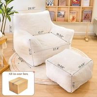 Fauteuil pouf avec repose-pieds, canapé paresseux en peluche avec accoudoirs et repose-pieds, canapés poufs rembourrés pour salon et dortoir