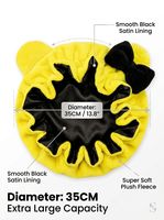 Bonnet de nuit en satin à oreilles de chat imprimé léopard de luxe pour femmes, sangle réglable, extérieur en peluche douce, doublure noire, anti-frisottis
