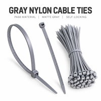 Attache en plastique PA66 gris de qualité construction, résistance à la traction 120 lb 175 lb, matériau 100 % vierge, attache-câble en nylon ignifuge UL94V-2