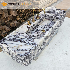 Vasque murale en marbre Calacatta Viola sculptée à la main, personnalisée et <span class=keywords><strong>de</strong></span> <span class=keywords><strong>luxe</strong></span>, pour salle <span class=keywords><strong>de</strong></span> bain décorative ou salle d'eau. - Product Image 5