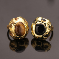 Bague en pierre précieuse naturelle plaquée or 18 carats, pierre ovale, pierre précieuse populaire pour femmes, à porter au quotidien