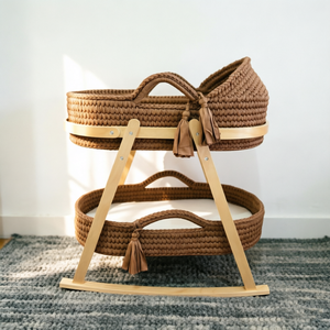 Cesto per Neonati in Corda di Cotone Ovale Tradizionale Ecologico, Intrecciato a Mano, <span class=keywords><strong>Lettino</strong></span> Portatile per Neonati, per Uso in Camera da Letto e all'Aperto - Product Image 1