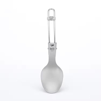Cuillère, fourchette et couteau en titane ultralégers pliables, de qualité alimentaire, pour le camping, la pique-nique et les activités de plein air, avec manche sablé gris argenté