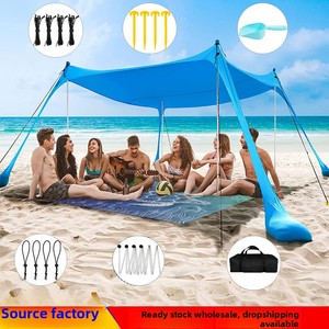Tente de plage avec auvent pare-soleil et structure en fer et aluminium pour le camping, la pêche, les parcs et les activités en bord de mer - Product Image 1