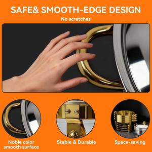 Juego de 4 Recipientes para Buffet de 6QT, Redondos, de Acero Inoxidable, Calentador de Buffet Completo, Incluye Tapa, Recipientes para Agua, Soportes Plegables y Clips - Product Image 4