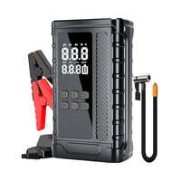 Démarreur de voiture portable ABS 8000mAh avec pompe à air, batterie externe, lumière LED, moniteur de pression des pneus et booster d'urgence
