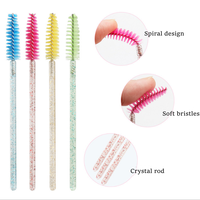 Mini-brosse cosmétique jetable rose et noire en nylon pour extension de cils, applicateur de mascara, brosse à paillettes pour cils, 50 pièces/sac OEM ODM