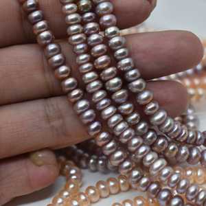 Collier WENCHI 1238 DIY en cours de fabrication, perles plates de haute qualité de 6 mm, perles d'eau douce naturelles, perles violettes naturelles, 37 cm - Product Image 3