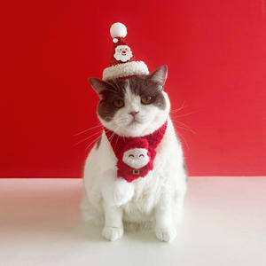 Conjunto Navideño de Invierno <span class=keywords><strong>para</strong></span> Mascotas, Perros Medianos y Pequeños, Pañuelo Ecológico de Punto <span class=keywords><strong>con</strong></span> Diseño de Alce y Bola de Pelo Colgante - Product Image 6