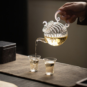 Guanlan Glass Teapot Round Heat Resistant With Lid For Kung Fu <b>Tea</b> <b>Set</b> - Product Image 2