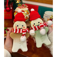 Botol Mini plastik beruang tema Natal, dapat didaur ulang Eco, botol minum Mini plastik dengan tutup untuk minuman dingin, teh susu Boba