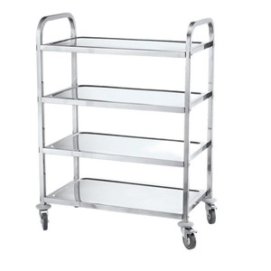Stainless Steel 4-Tier Food Service <b>Trolley</b>, Commercial Restaurant Kitchen <b>Serving</b> Cart with Four Layers - Product Image 5