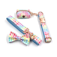 Harnais de marche pour chien avec collier et laisse, motif cœur imprimé, design mignon, sans traction, pour chiot, petit chien, chat