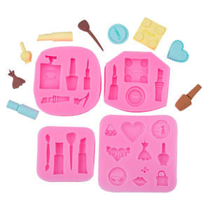 Homesun HY 4 Uds maquillaje tema silicona moldes beso lápiz labial Perfume tacones altos <span class=keywords><strong>Fondant</strong></span> pastel moldes - Product Image 2