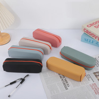 Trousse à crayons rectangulaire en silicone style coréen, organisateur de papeterie souple et coloré avec logo personnalisé