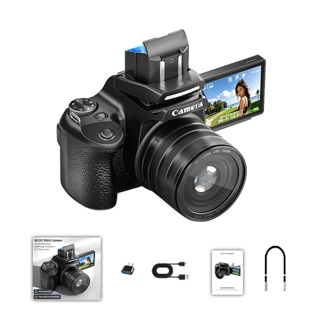 Fashion 64MP DC207 HD Wi-Fi Digital Camera 4K Dual-Lens CMOS Sensor SD Card Night Vision Flip Screen Waterproof Shockproof