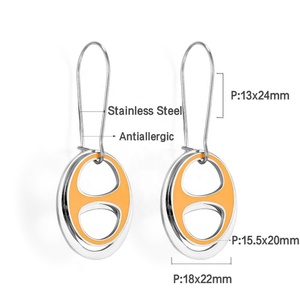 Pendientes de Aro de Acero Inoxidable con Diseño de Nariz de Cerdo Grande y Pequeña, Color Marrón, Joyería para Mujer - Product Image 5