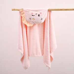 Terciopelo Ecológico Dibujos animados Cuadrado Bebé Baño Poncho Toalla con capucha Hotel Uso 100*160cm - Product Image 2