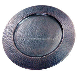 Bronze Antique Tabletop Decorative Charger Plate Round Shape <b>Dinnerware</b> Classic Design Charger Plate and Dish Use for Home - Product Image 1