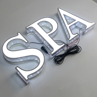 Letrero LED Personalizado de Acero Inoxidable con Orificios Laterales, Letras con Luz Blanca Fría 3D, Decoración de Logotipo Comercial para Montaje en Pared Interior y Exterior