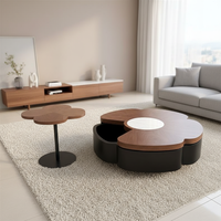 Table basse modulaire rotative en bois pliable durable de forme pétale moderne pour salon et mobilier de maison