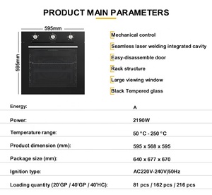 Kitchen Home Appliance 74L Multifunction 60cm Large Capacity Built in Convection Build-in Wall Oven With CE CB Build-in OVEN Kit - Product Image 2