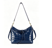 Sacs pour femmes, sac fourre-tout brodé pour femmes, sac hobo haut de gamme à motif crocodile, sac à bandoulière en cuir véritable et tissu denim avec garniture perlée