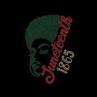 Transfert de strass en verre thermocollant personnalisé Juneteenth, logo Juneteenth 1865 personnalisé en strass thermocollant pour chemise