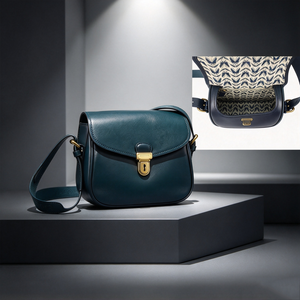 Vintage Dark Green Leather Women Saddle Bag Flap Closure <b>Gold</b> Hardware Wide Strap Fashion Ladies Crossbody Purse - Product Image 1