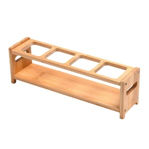 Bamboo <b>Spice</b> Rack With Handle Divided Storage For Kitchen Seasoning Bottles Oil <b>Jar</b> Countertop Organizer Minimalist Design - Product Image 5