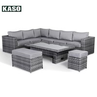 Ensemble de canapés modernes en aluminium et rotin PE résistant aux intempéries, pour hôtel, jardin, villa, mobilier de patio extérieur