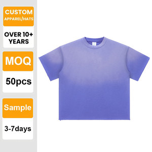 T-shirt uni en coton lourd à épaules tombantes, dégradé, personnalisé, pour impression en gros, broderie pour hommes - Product Image 1