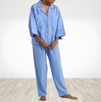 Nouveauté spéciale printemps automne femmes 100% coton popeline ensemble de vêtements de nuit 3/4 manches pyjamas dames lin 2 pièces pyjama ensemble