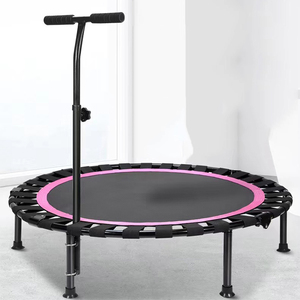 Folding Mini Fitness Rebounder with Adjustable Foam Handlebar & Resistant Band for Exercise