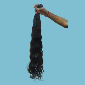 Extensions de cheveux vierges naturels 100%-Haute qualité 10-38 pouces paquets de cheveux de temple indien brut ondulés naturels cuticule alignée simple - Product Image 1