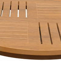 Table circulaire d'extérieur durable, adaptée à diverses situations extérieures telles que les restaurants, les terrasses, les plages, etc.