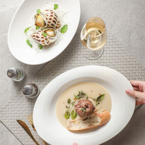 Plato hondo de 10,5 pulgadas, cuencos de forma ovalada Premium, cuenco de <span class=keywords><strong>sopa</strong></span> de fideos de cerámica blanca nórdica <span class=keywords><strong>con</strong></span> forma de <span class=keywords><strong>huevo</strong></span> para el hogar - Product Image 4