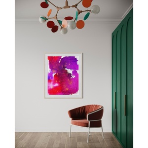 Vibrant <b>Pink</b> Purple Ink Art Canvas Wall <b>Decor</b> For Modern Wall Hanging And Expressive Interior Style - Product Image 2