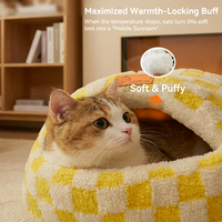 Lit-caverne pour chat en velours, best-seller, chaud pour l'hiver, maison fermée pour animaux de compagnie, lit en guimauve pour chat, coussin amovible et lavable, pour petits chiens et chats