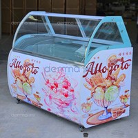Réfrigérateur commercial horizontal sans congélateur avec porte vitrée, vitrine à crème glacée de qualité supérieure en acier inoxydable 304 réglable