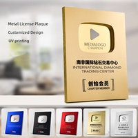 Coopération commerciale Cadeaux souvenirs Nouvelle médaille en aluminium grand honneur or argent Youtube Play Button Awards Certificate Plaques