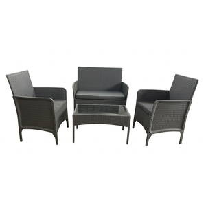 Set Divano in Rattan per Patio, Set da Giardino con Tavolo e Sedie, Mobili da Esterno in Rattan PP Iniettato - Product Image 5
