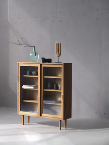 ตู้ข้างทรงสี่เหลี่ยมทำจากไม้โอ๊คสไตล์วาบิซาบิ  ประตูบานกระจก  ตู้เก็บของไม้จริง  เฟอร์นิเจอร์บ้าน  ตู้จัดระเบียบห้องรับประทานอาหาร ผลิตในจีน - Product Image 6