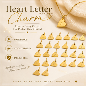 Amuleto con Forma de Corazón |   Colgante de Letra Inicial del Alfabeto en Acero Inoxidable Chapado en Oro PVD de 18K para la Creación de Joyas |   Impermeable e Hipoalergénico - Product Image 1