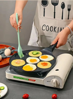 Poêle à gaufres et crêpes moderne, écologique, mini, portable, en fonte, à sept trous, antiadhésive, pour le petit-déjeuner, les œufs, les omelettes, la friture