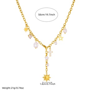 European And American Trendy Gold Plated Chain Tassel Y Shaped Clavicle Necklace With Cross Sun Butterfly Pendant Party Jewelry - Product Image 4