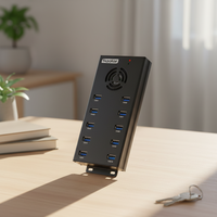 10 Port USB 3.0 Hub Sinkronisasi dan Pengisian Daya 120W Stasiun Pengisian Daya Desktop untuk Manajemen Perangkat iPad iPhone IOS