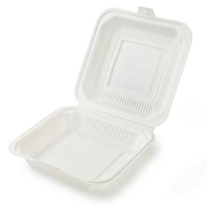 Boîte repas jetable à charnière en amidon de maïs pour animaux de compagnie, petite, ronde, pour micro-ondes, blanche/noire, 4 compartiments, 12 oz - Product Image 4